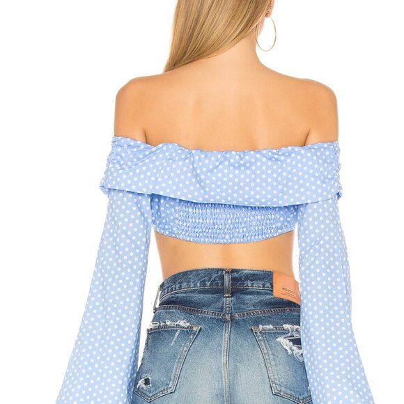 MAJORELLE (revolve) blue polka dot Rum Runner Top size small - Picture 3 of 4